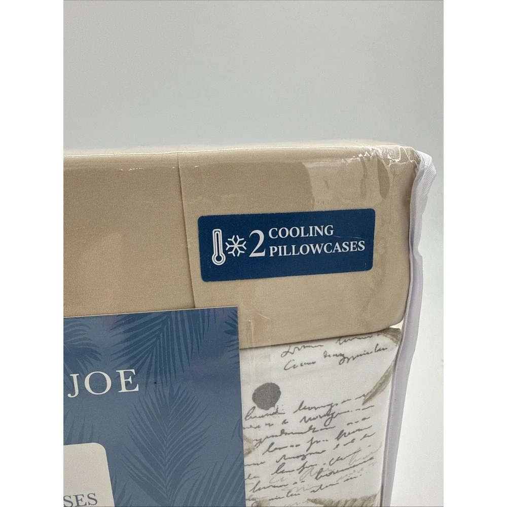 Caribbean Joe Shell Notes Taupe 6-Piece King Sheet Set w Cooling Pillowcases New